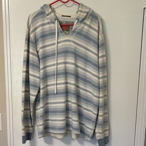 Brand Men's Blue & Cream Striped Hoodie